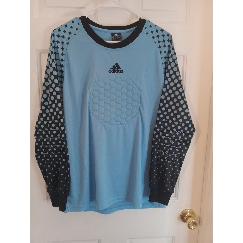 Adidas Climalite Blue Black Padded Goalkeeper Soccer Shirt Jersey US Large Men's